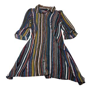 Melissa Paige Dress Women's M Striped Multicolor Button Down Shirt Dress